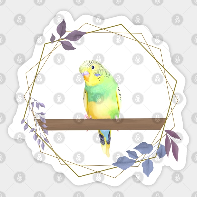 Cute Green Budgie Sticker by Suneldesigns